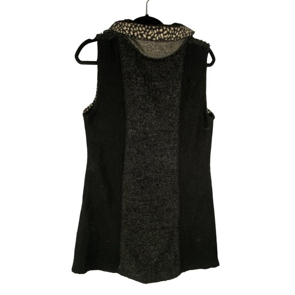 Papa textured high pile fuzzy tunic vest Wool Blend big Buttons artsy size L - Picture 3 of 11